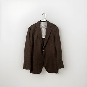 Marling & Evans Suitsupply Blazer Men Linen Wool Havana Patch Slim Wedding Sz 44